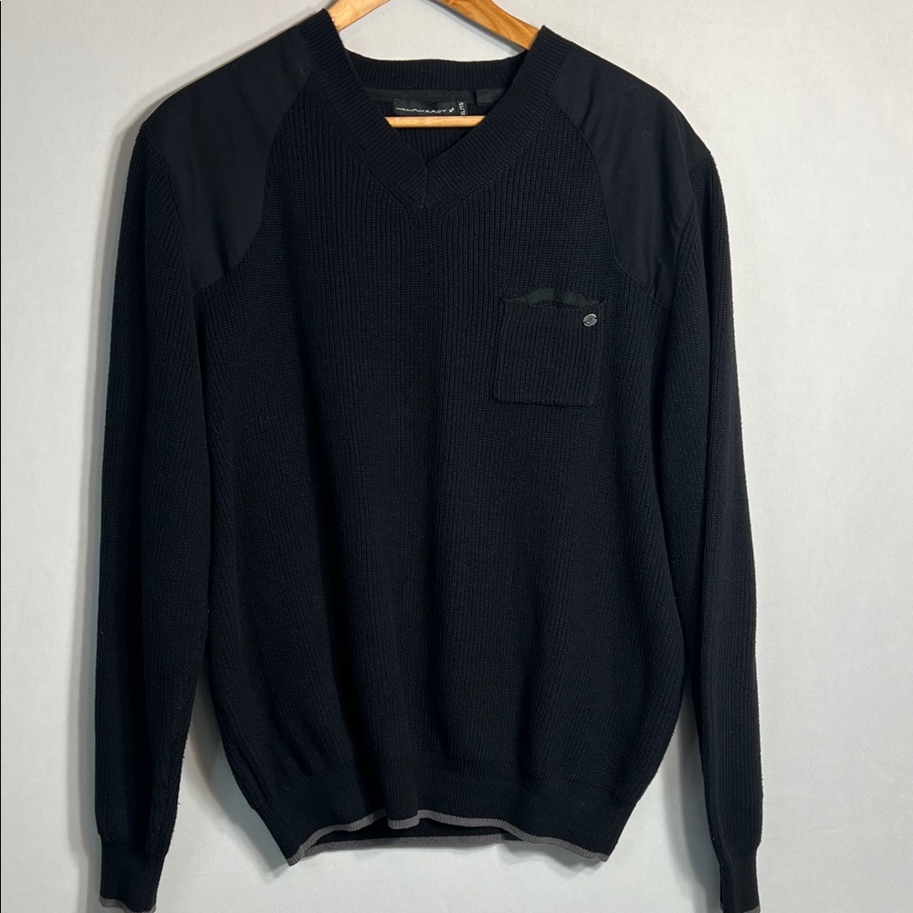William Rast Men's Black V-Neck 100% Cotton Sweater Sz XL